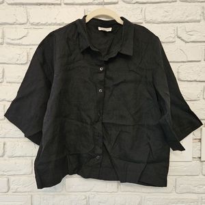 NWOT Eileen Fisher Petite medium linen short sleeve shirt